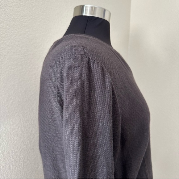 Eileen Fisher Chocolate Brown Linen Blend Button Up Lightweight Shirt Blazer - Picture 5 of 10